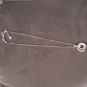 Swarovski necklace circular hollow sparkly crystal pendant Rhodium plated